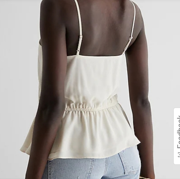 Express Romantic Clean Girl White Ruffle Button Front Peplum Cami XL - Picture 10 of 11